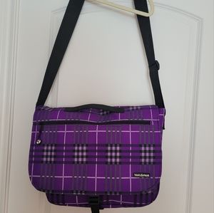Yak Pak Purple Print Messenger Bookbag ,Travel Shoulder Strap Bag